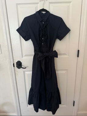 J. Crew Ruffle-front midi dress in cotton poplin 4